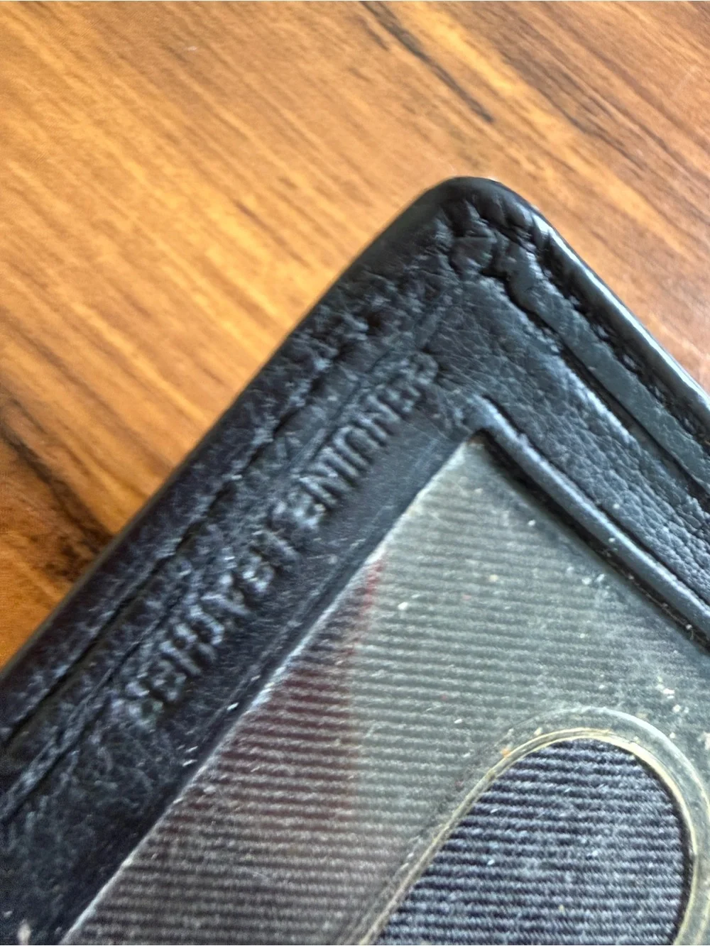 Black Leather Bi-Fold Wallet with ID Window Perry Ellis Portfolio